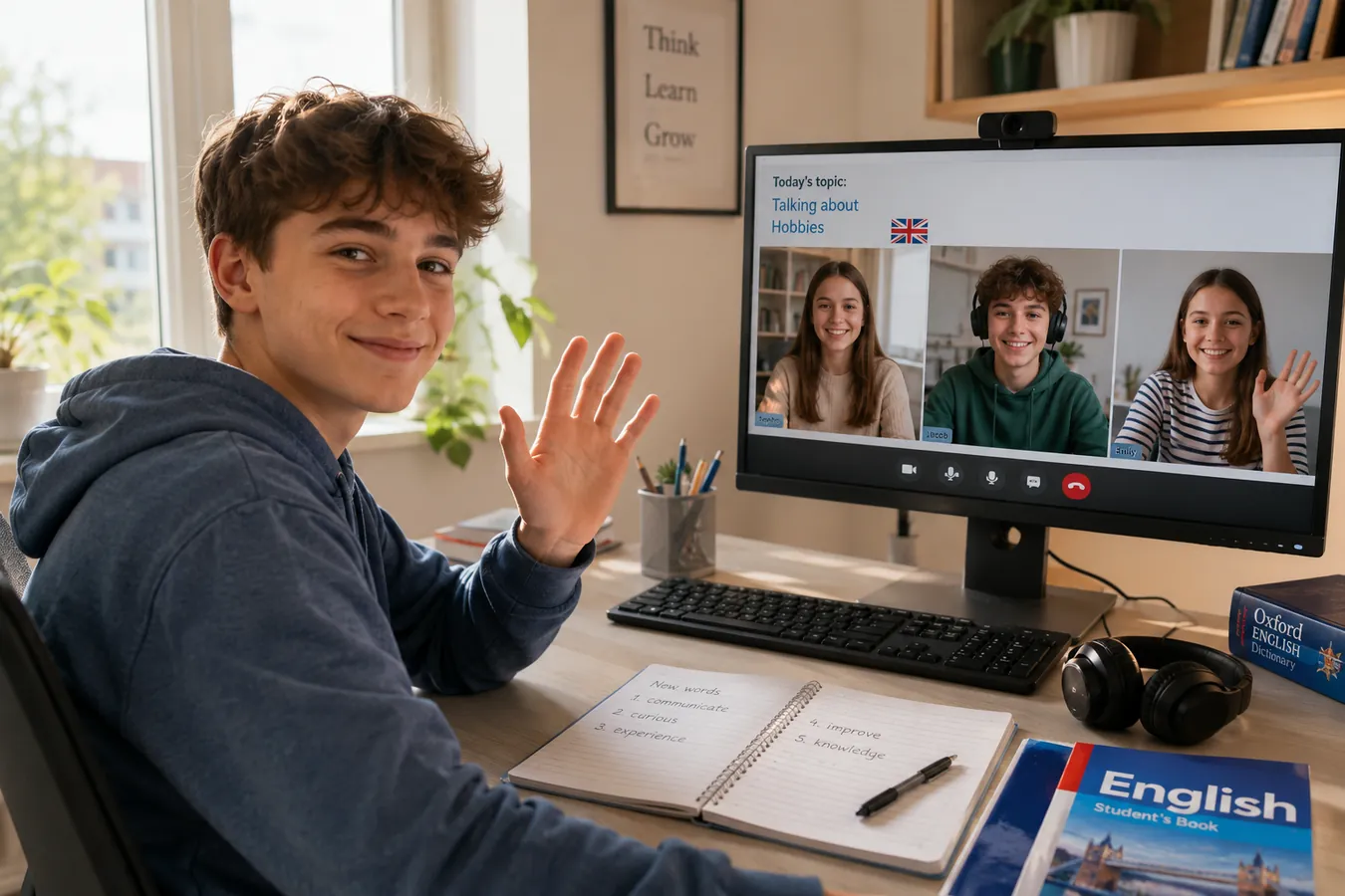 Uczeń uczestniczący w małej grupie online